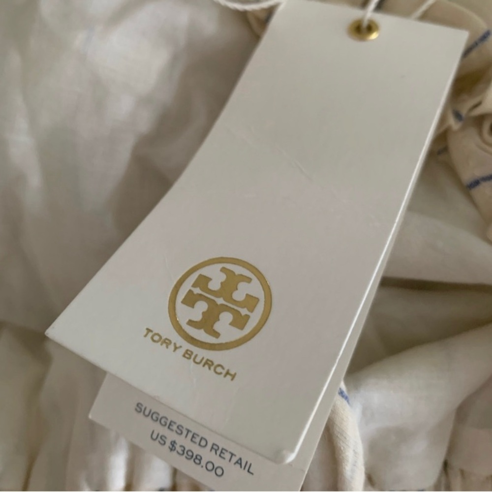 Tory Burch | S | Cream and Blue Midi Dress - Picture 6 of 7